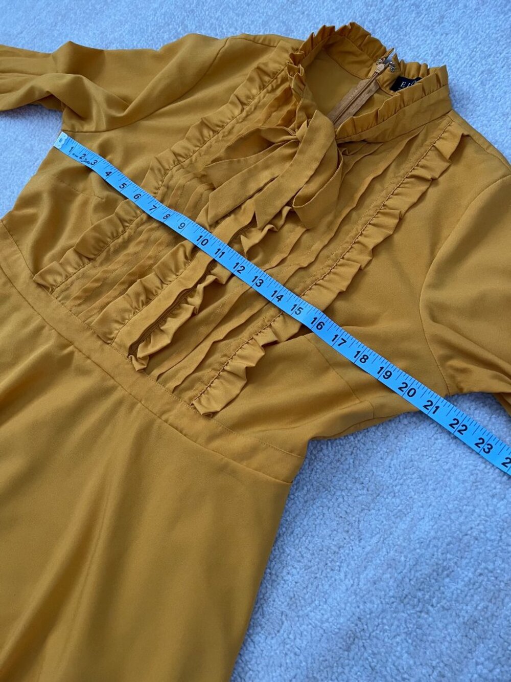 Eloquii Studio Yellow Ruffle Tie-Neck Dress Plus Size 14 - Picture 7 of 13